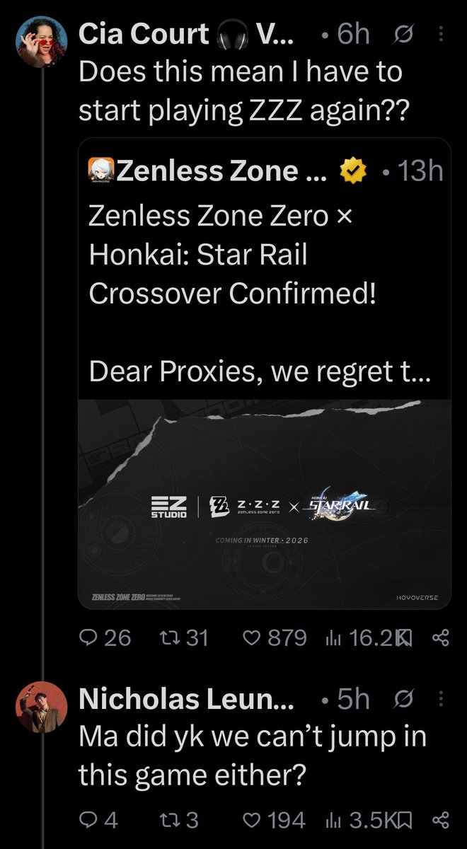 ehepocket's tweet photo. Dan heng's VA been going around asking other VA if they know we could not jump in ZZZ 😭 https://t.co/EY5eoQZSIy