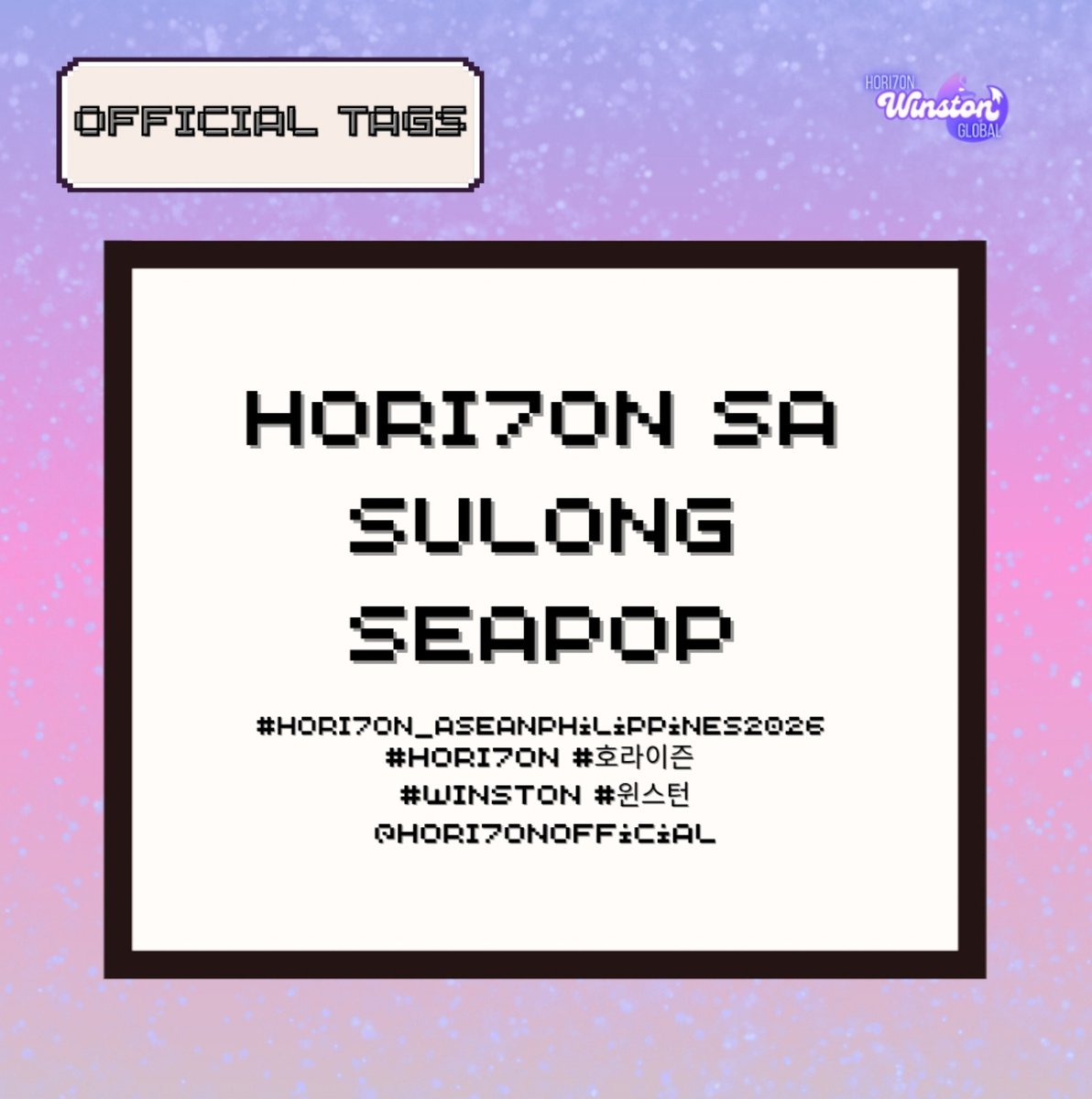 02WinstonGlobal's tweet photo. 🟪️   OFFICIAL TAGS
🗓 : WEDNESDAY- 07182026

HORI7ON SA SULONG SEAPOP

#HORI7ON_ASEANPhilippines2026
#HORI7ON #호라이즌 
#WINSTON #윈스턴
@HORI7ONofficial https://t.co/GIkVYkPsT2