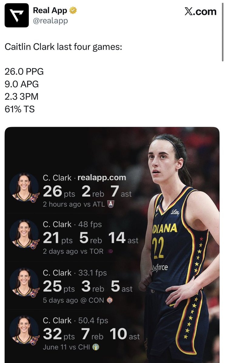 SOULbeautifulme's tweet photo. This was Caitlin in JUNE ….

The slow ones ain’t those of us who respect her game … it’s those of YOU who pretend that she’s doesn’t do this &amp; claim CC overrated https://t.co/7NQiVT8PHI