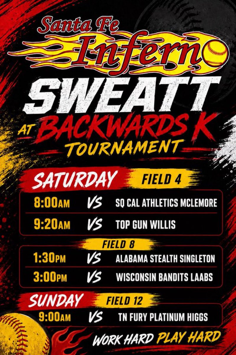 MadisonRod2027's tweet photo. Our games were unfortunately moved due to weather, but here is our updated schedule! @infernosweatt @WagnerSoftball @coachNat21 @FlaglerSoftball @robertiamurri @coachrwalker11 @coachKasey @GoCamelsSB @defo25 @CoachNelson_NWF @USCBSoftball @ashlieghmclean @CoachSWebster https://t.co/lSYkgcHmKp
