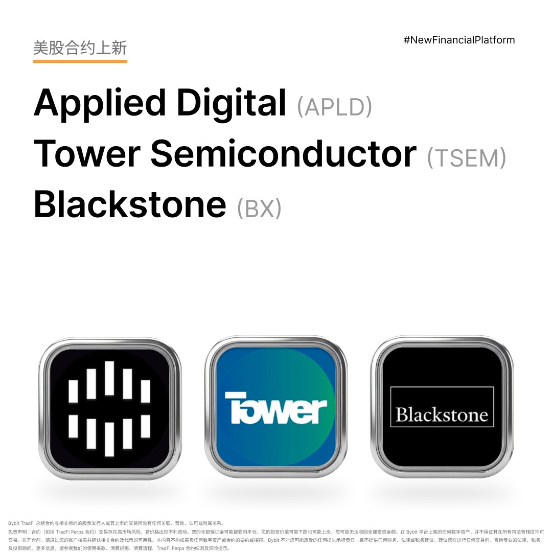 Bybit_ZH's tweet photo. Bybit TradFi 美股合约上新！

新标的已上线：

MARA Holdings (MARA) — 比特币矿企龙头
Zoom (ZOOM) — 视频会议巨头
IonQ (IONQ) — 量子计算先锋
Applied Digital (APLD) — AI 算力基建
Tower Semiconductor (TSEM) — 半导体代工
Blackstone (BX) — 全球最大另类资产管理公司

立即解锁新标的👉https://t.co/EHPbNaYMur
#BybitTradFi #BybitTradFiPerp