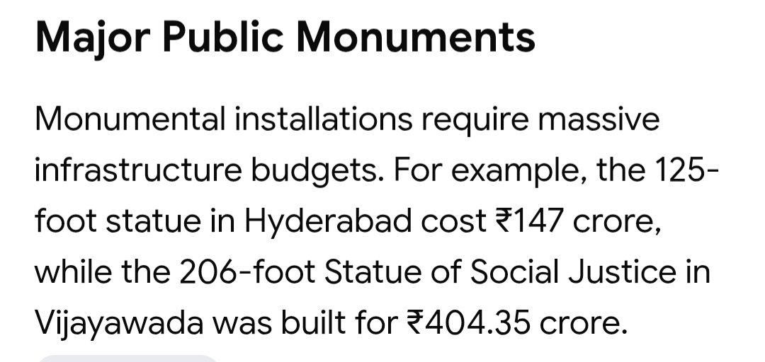 BattaKoushar's tweet photo. @HansrajMeena Cost for erecting statue of Ambedkar using tax payers money. How many bridges would have been build with this?

By the way name one temple build using tax payers money..... https://t.co/Ako7MYGQ66