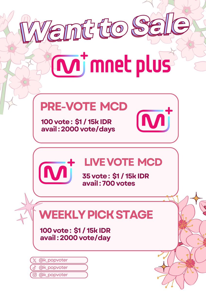 k_popvoter's tweet photo. WTS / WANT TO SALE

​✨ PRE-VOTE // WEEKLY PICK STAGE

​Rate : 100 vts → $1 / 15K IDR 
Available : 2,000 votes/day

​🔥 LIVE VOTE M COUNTDOWN

​Rate : 35 vts → $1 / 15K IDR
Available : 700 votes

​💳 Payment : QRIS / PayPal / Wise
📥 DM for order &amp; reservation!

tag. wts wtb https://t.co/HWZMKxHzVE