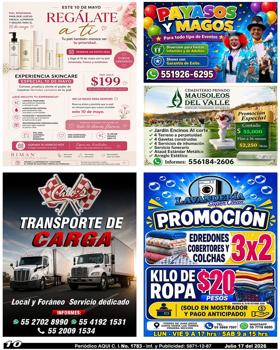 periodicoAQUI's tweet photo. #skincarecoreano #payasos #magos #previsionfuneraria #transportedecarga #lavanderia #AQUICUAUTITLÁNIZCALLI
Compártelo, puede ser de utilidad para alguien.
Nuestra Edición Completa en:
https://t.co/nhsGHRaPrg https://t.co/kWAV77iGSL