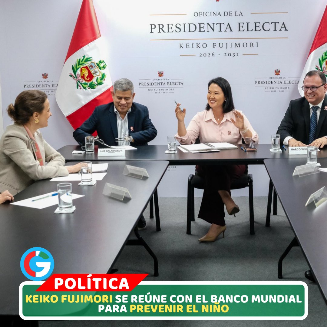 GacetaAmazonia's tweet photo. 🌧️ Keiko impulsa prevención ante El Niño 🤝

Keiko Fujimori se reunió con el Banco Mundial para coordinar acciones frente al fenómeno El Niño en Perú.
Noticia Completa: 👉️ Dale "MEGUSTA" y "SÍGUENOS" para no perderte ninguna noticia ❤️
#KeikoFujimori #Perú #FenomenoElNiño https://t.co/uoYURpxqF8