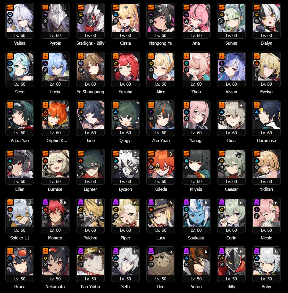 LumaBun's tweet photo. @shillyabi I've Got M1 W1 Lucia, M0 W1 Jane, &amp; no one else. I'm torn between getting M2 Lucia or Getting trigger since I have M0 W1 Orphie and M0 Seed 🤔 https://t.co/E6uzITZpzL