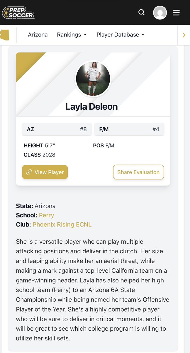 layla91deleon's tweet photo. Thank you @BayAreaSocScout for the evaluation and article in @PrepSoccer 

#collegerecruiting #ecnl #southwestconference https://t.co/6T7rjgxkfB