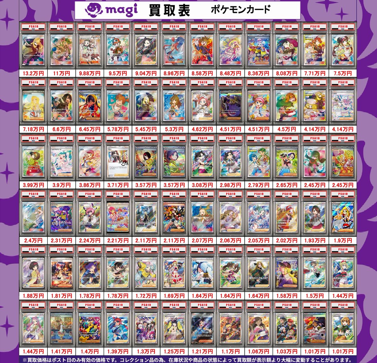 🔥ポケカPSA10買取表③🔥 ポケカPSA10買取表更新です‼ 金額順になって