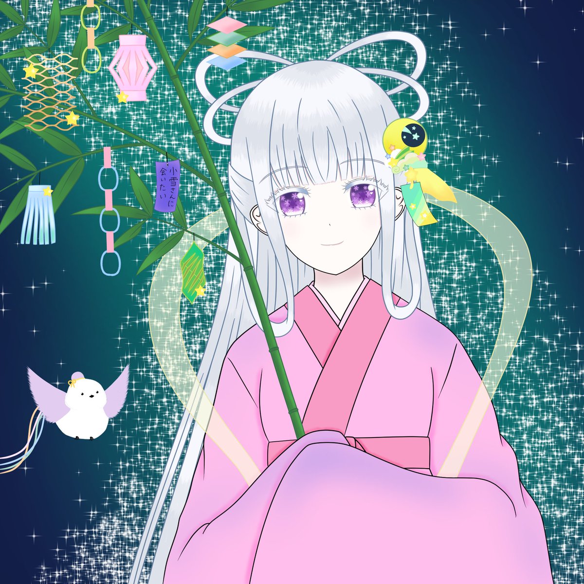 だいぶ遅くなってしまいましたが、七夕のFAを描きました。 みんなで