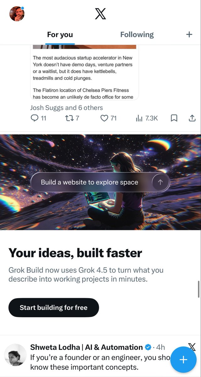 ryanfeenix's tweet photo. X is throwing Grok ads right into the feed, it kinda works actually https://t.co/rXUV8lJM76