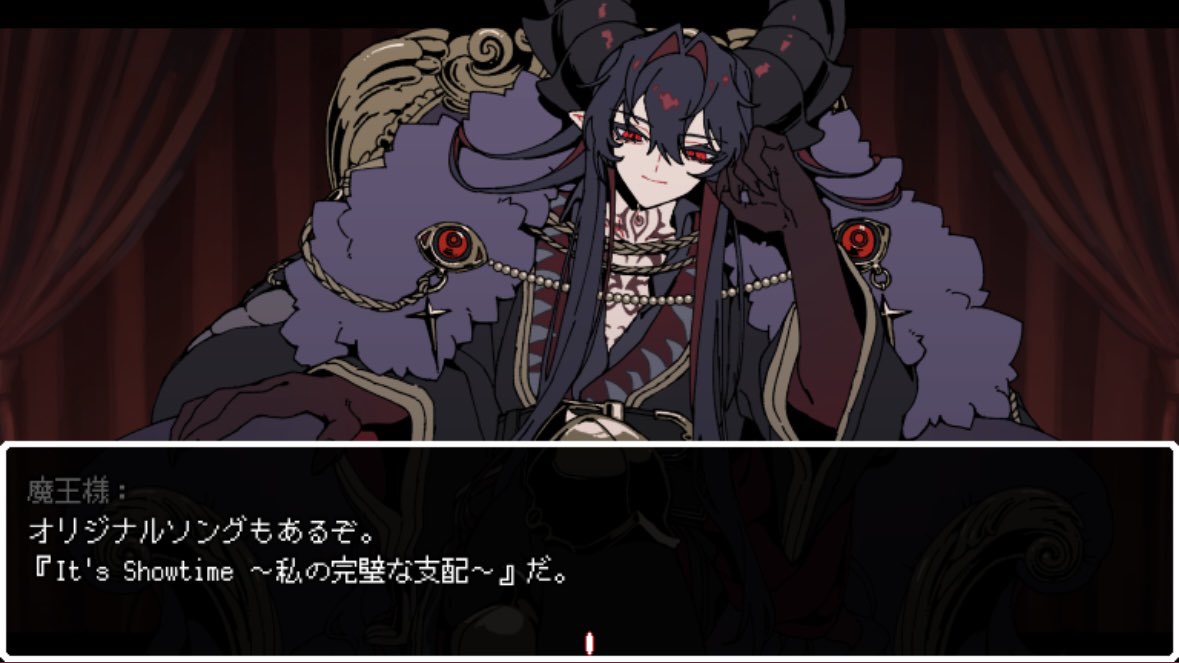 nawashiro_kogin's tweet photo. 『魔王様に命乞いするゲーム』公開中です。

畜群向け夢小説。エンディング分岐あり、勝利エンドなし。 1周15秒~10分くらい。

【ブラウザ版(PLiCy)】
https://t.co/7d6AAkjEpw

【DL版(Win/Mac)】
https://t.co/v5B1QwANzm

#魔王様に命乞いするゲーム https://t.co/hl57vUn942