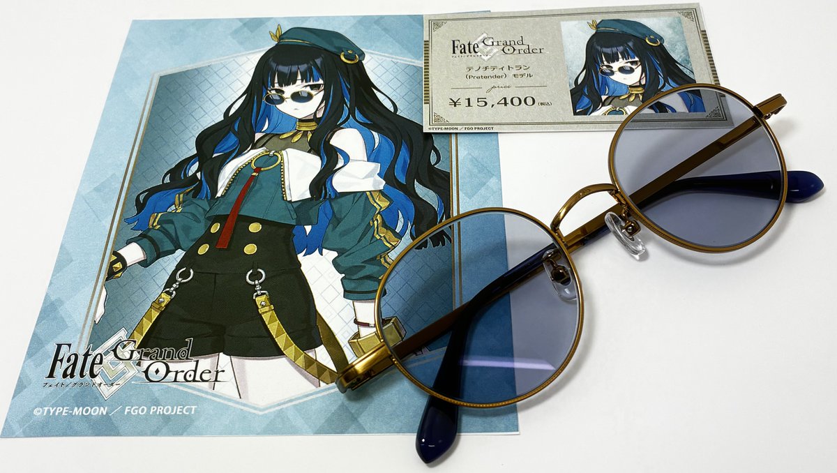 animegane_akiba's tweet photo. 【#テノチティトラン （Pretender）モデル受注予約開始】
FGO Fes. 2025商品化アンケート第１位！
着用のサングラスを再現したアンティークゴールドのフレームにネイビーレンズの組み合わせです。

予約期間　2026/7/18～8/16
発送時期　2027年2月頃予定
 https://t.co/rLNegwKIDd

#FGO #アニメガネ https://t.co/dYzD9Q0yHm