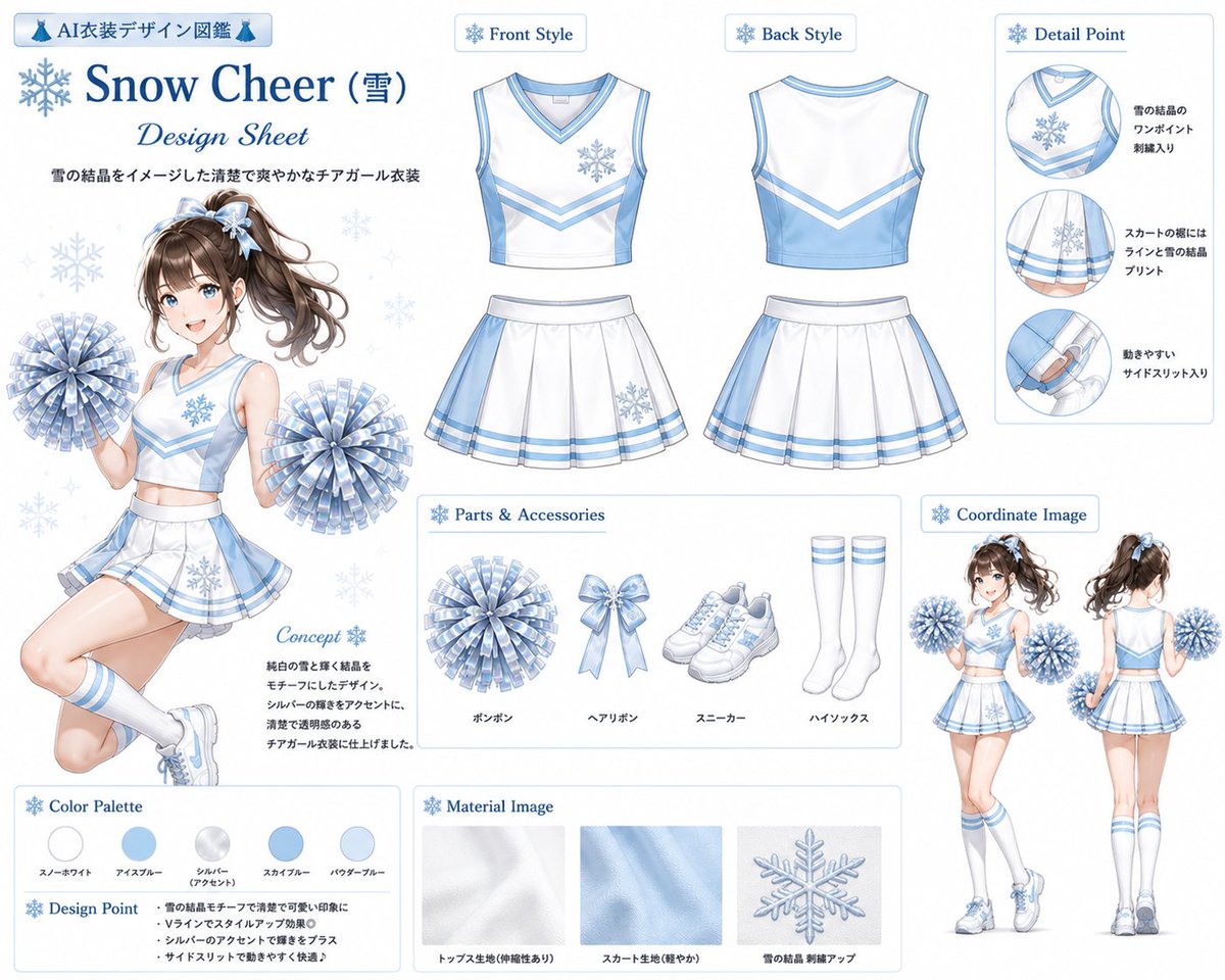 👗AI衣装デザイン図鑑👗 Megumix Simple Cheerleader Collection