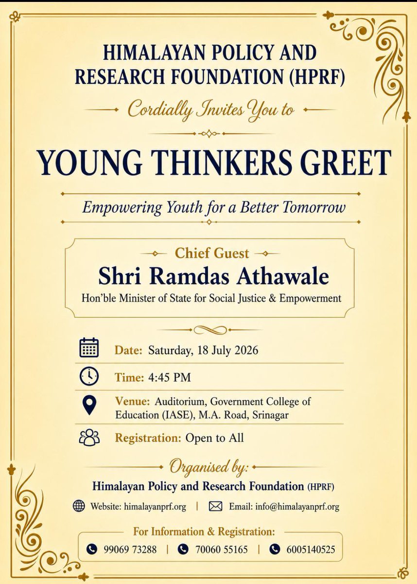 Himalayanprf's tweet photo. Good morning! 🌄

Warm greetings from the Himalayan Policy and Research Foundation (HPRF). We look forward to welcoming all our esteemed guests and participants today. Kindly reach the designated venue on time and grace the occasion with your valued presence.

#HPRF https://t.co/NpUb2b3kux