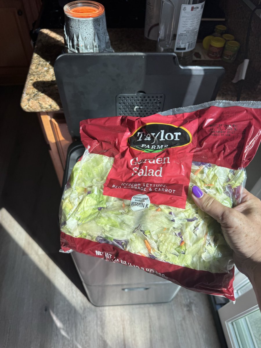 ckels23's tweet photo. Thought I was just taking a silly pic showing me throwing away a Taylor barns bag with  Iceberg lettuce #1 ingredient… https://t.co/t7c3RIe8vx