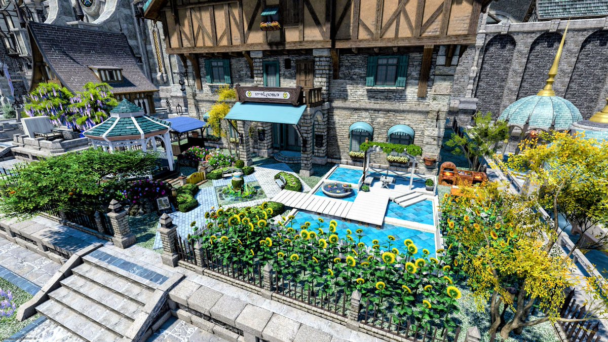 PickTian's tweet photo. 夏仕様のお庭ようやく完成しました🏡　#FF14_LINK https://t.co/8t9T4FZwU4