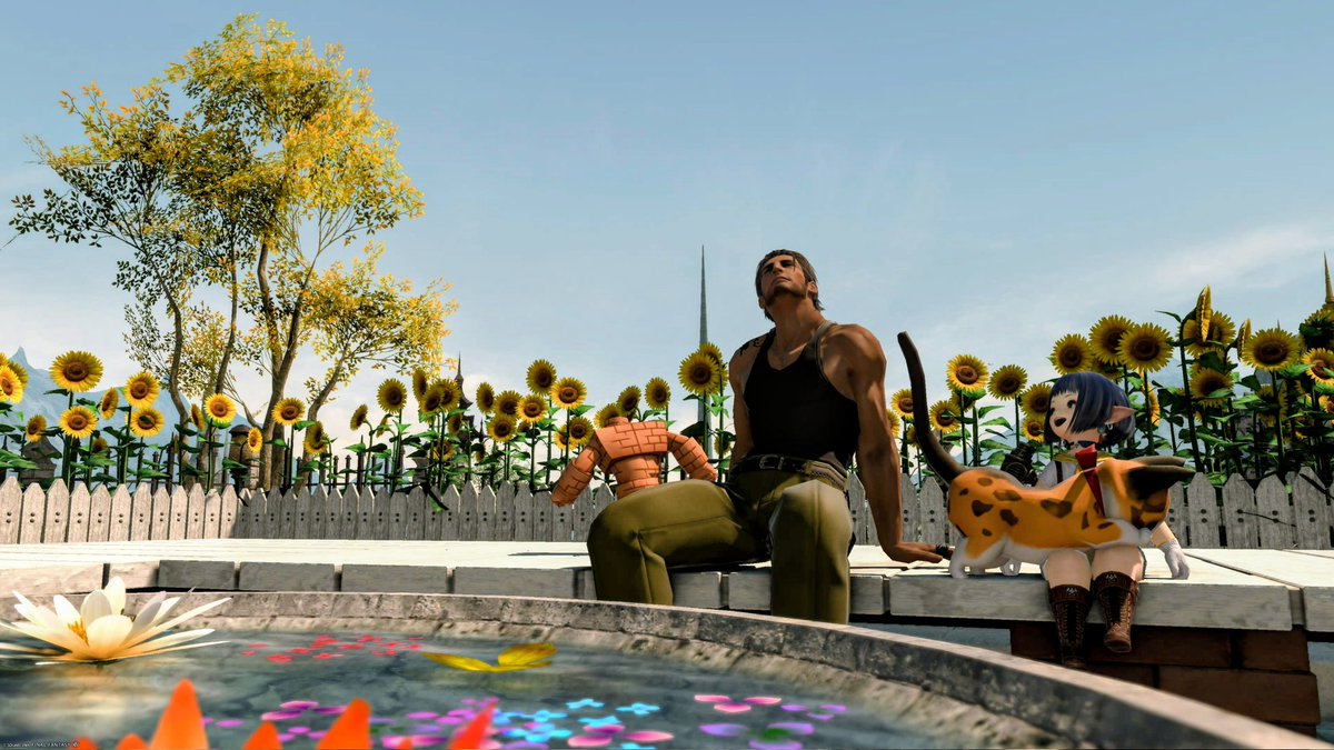 PickTian's tweet photo. 夏仕様のお庭ようやく完成しました🏡　#FF14_LINK https://t.co/8t9T4FZwU4