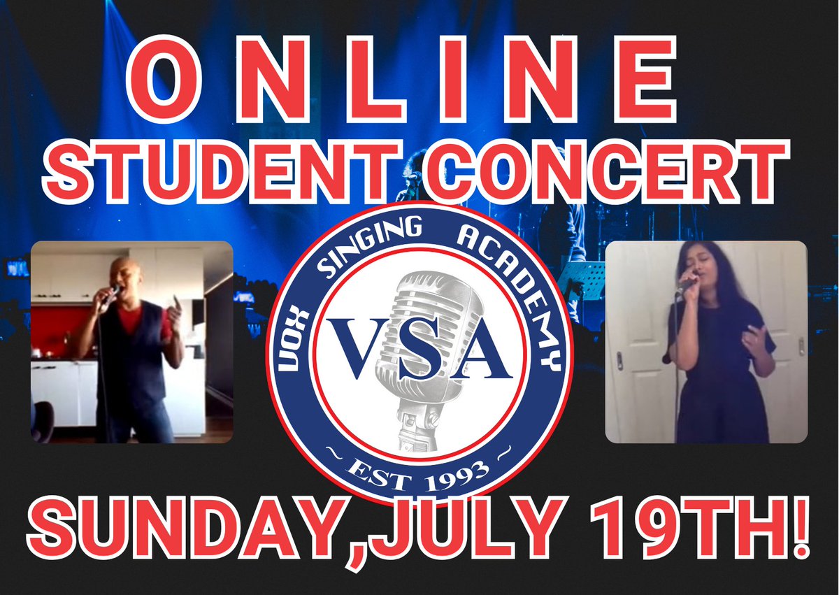 VSAaustralia's tweet photo. 🎶 FREE VOX Singing Academy Online Student Concert! See talented global singers perform live, build confidence &amp; celebrate music. Bring your friends &amp; family! 🎤✨

⏱️ Sunday, 19 July @ 1:00 PM AEST 📍 Join the live concert: https://t.co/Io2B7akvGu https://t.co/lvRMggpyGA