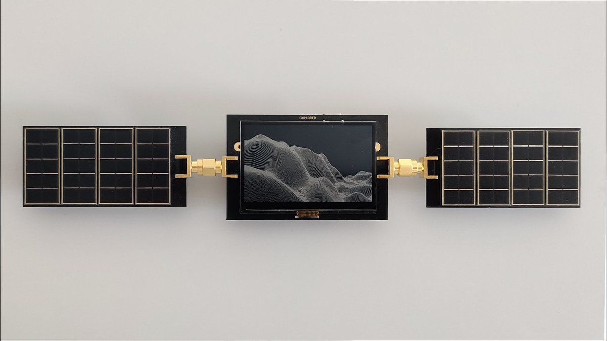 chriswallace's tweet photo. an art object that hibernates. Jelle Reith's Explorer runs on solar — as the light fades it slows its own frame rate, so winter literally changes the artwork's tempo. the terrain is a descendant of Tim Clarke's MARS demo (1993, ran on a 386): demoscene constraint, thirty years later, running on a sun budget. https://t.co/WekseYpNew