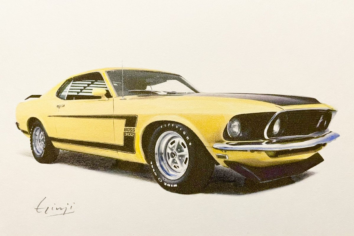 ginji_matsubara's tweet photo. 1969 フォード・マスタング Boss 302
#アメ車 #水彩色鉛筆画
Ford Mustang Boss 302
#watercolor #colorpencil #drawing https://t.co/5IBdGC33Mf