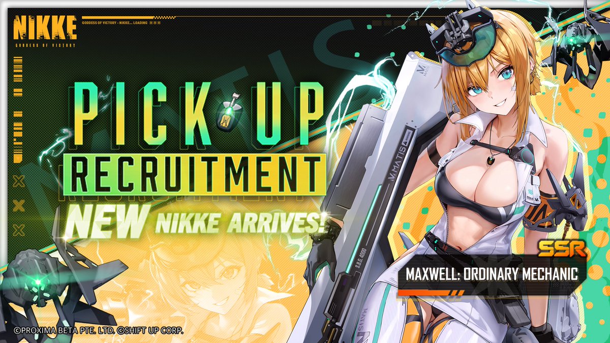 Kami9871's tweet photo. ➡️Segunda miembro de la nueva de Matis en NIKKE.
Tome una siesta mientras la publicaron xd, pero a ubicada "Maxwell: Ordinary Mechanic".
Ya solo falta que anuncien a la nueva Drake.
#NIKKE #MaxwellOrdinaryMechanic https://t.co/5IGO64Y1MU