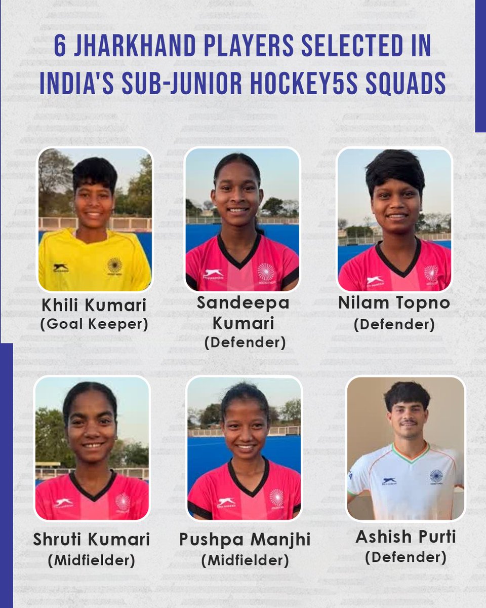 mpparimal's tweet photo. Jharkhand is rich and full of young talent when it comes to sports. The recent selection of 5 female and 1 male player from the state for the under-18 sub-junior Indian national hockey team is a matter of immense pride for the entire state. May the young talent of #Jharkhand continue to shine in various sports in the future, and bring even greater glory to the state. Best Wishes!
@TheHockeyIndia
