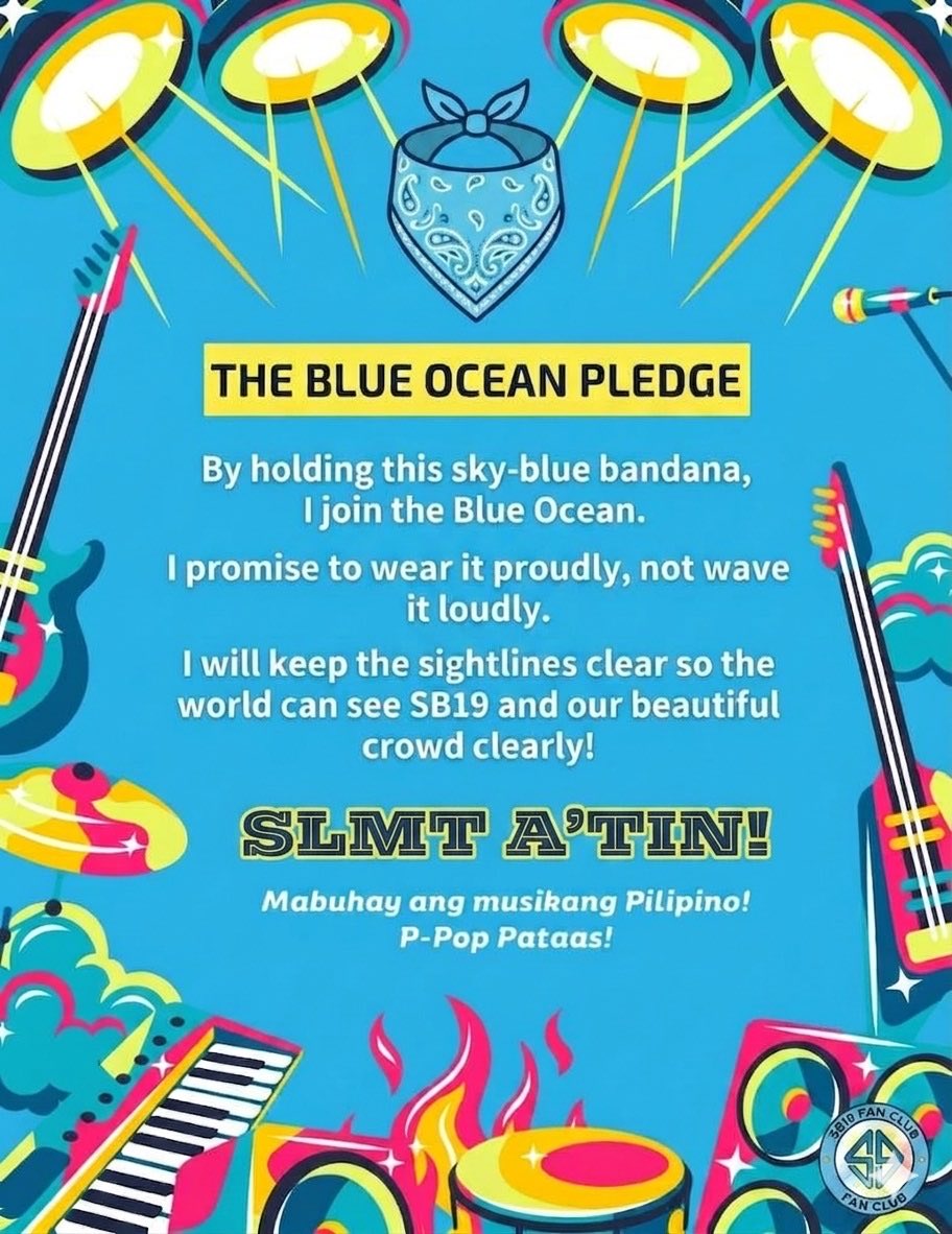 MMharljoy's tweet photo. π©΅π
July 30 β‘οΈ HISTORY π΅π
600+ sky-blue bandanas turning the Allianz Stage into a BLUE OCEAN ππ©΅
Wear blue. Connect with blue. Whoβs in? Drop ππ©΅ below & repost!
π΅π β‘οΈ πΊπΈ β‘οΈ π β‘οΈ ππ©΅π
#SBandana
#SBandana2026
#SBayanihan
#ATINAngels
#RockItDontBlockIt
#BlueOceanForSB19
#FirstFilipinoAtLolla
#FirstAllFilipinoAtLolla
#SB19
#SLMTATIN
#RockTheBlueDontBlockTheView
