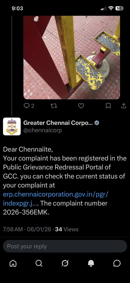Tech_Senthil's tweet photo. @chennaicorp Thank you. The same issue was reported on Jan 6th but no action has been taken yet. Hope it will be attended now. https://t.co/w3Hlzvme70