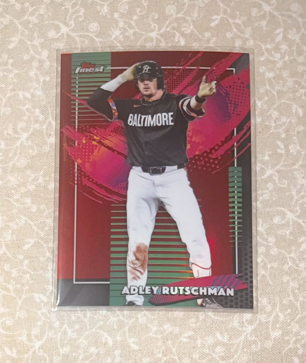 CavsCards's tweet photo. Found some @Topps Finest today in the wild.  Pulled a 2026 Topps Finest Adley Rutschman Rare 4/5 Baltimore Orioles MLB Card I’d say that was a successful rip. @CardPurchaser @jcavcards @Orioles https://t.co/umL7wJT1Et