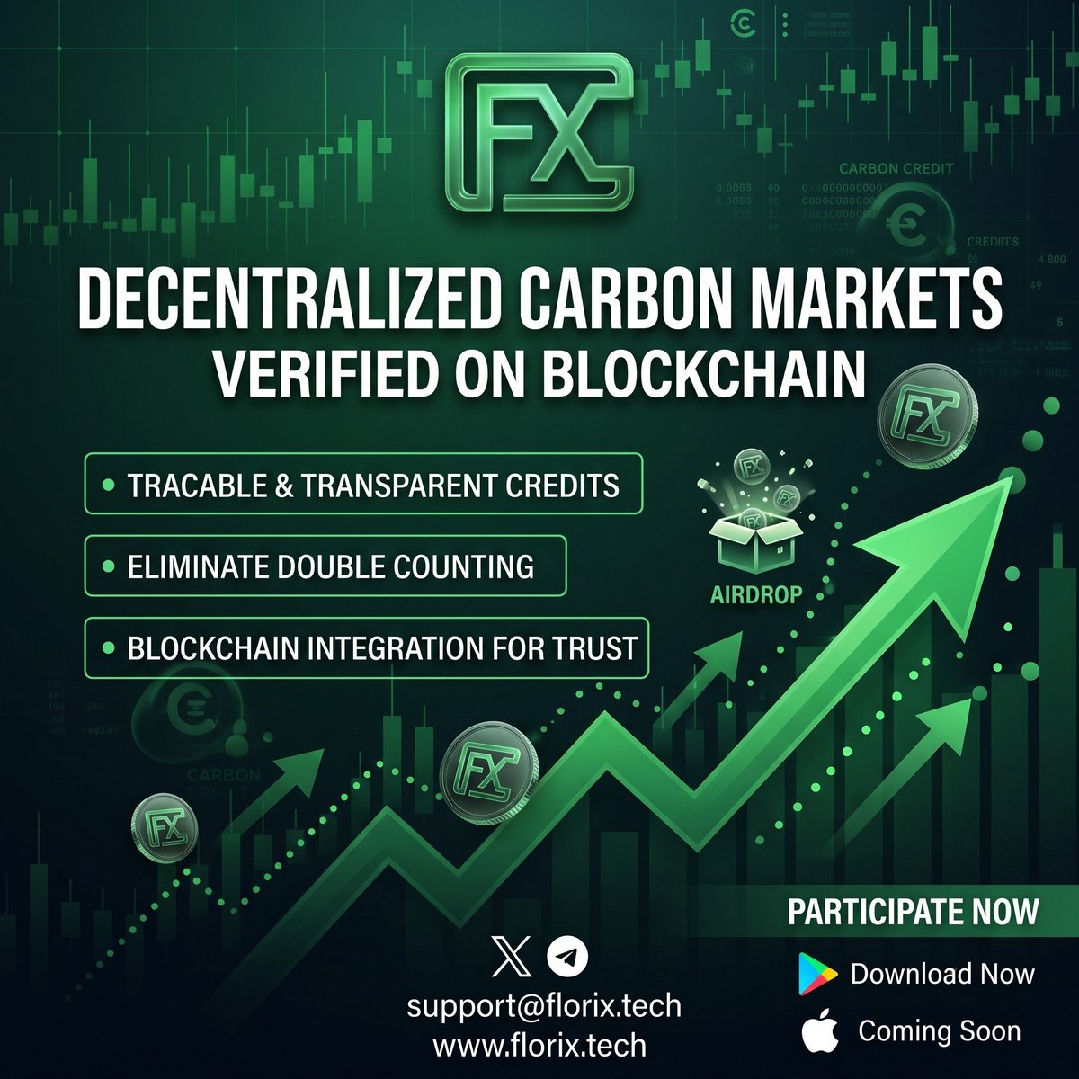 FlorixTech's tweet photo. Decentralized Carbon Markets verified on #blockchain!
➡️transparent credits
➡️Eliminate double counting
➡️Blockchain integration for trust
➡️Join the #airdrop and participate now!
📥 Download the app: https://t.co/ne84yZuDhx
#Florix #CarbonCredits #Web3 #GreenTech #FLO https://t.co/y43ZTXFF8M