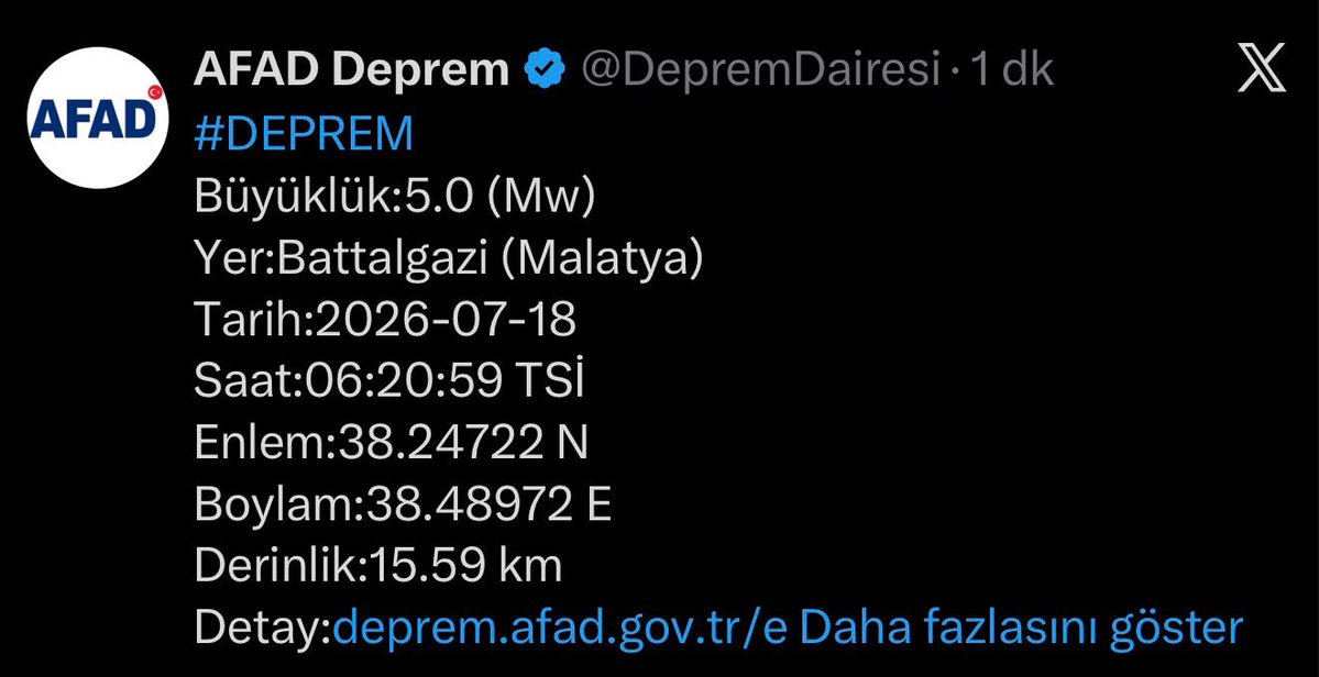 bulenttufenkci's tweet photo. Malatya’mızda meydana gelen depremden etkilenen tüm hemşehrilerimize geçmiş olsun dileklerimi iletiyorum.

Rabbim ülkemizi ve milletimizi her türlü afetten muhafaza eylesin. Tüm vatandaşlarımıza geçmiş olsun. https://t.co/Ung4EBnMmG