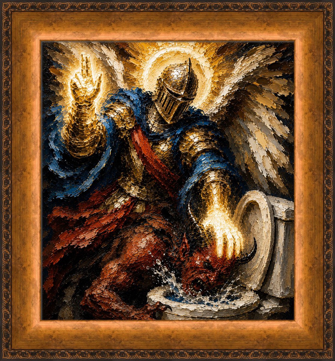 PrimevalGenius's tweet photo. Titled: “Fear the devil? LOLOL THAT ITTY BITTY DWEEB? Fck the devil, it’s the type to get its lunch money took, stuffed in lockers, wedgies &amp; swirlies” 
👊🏿💥👹🦵🏿💥👹💦🚽

1 of 1

Willing to make it yours? Dm for full details &amp; to secure.✨🖼️✨

ITN.❤️‍🔥
#homedecor #interiordesign https://t.co/IJ8RidlVP2