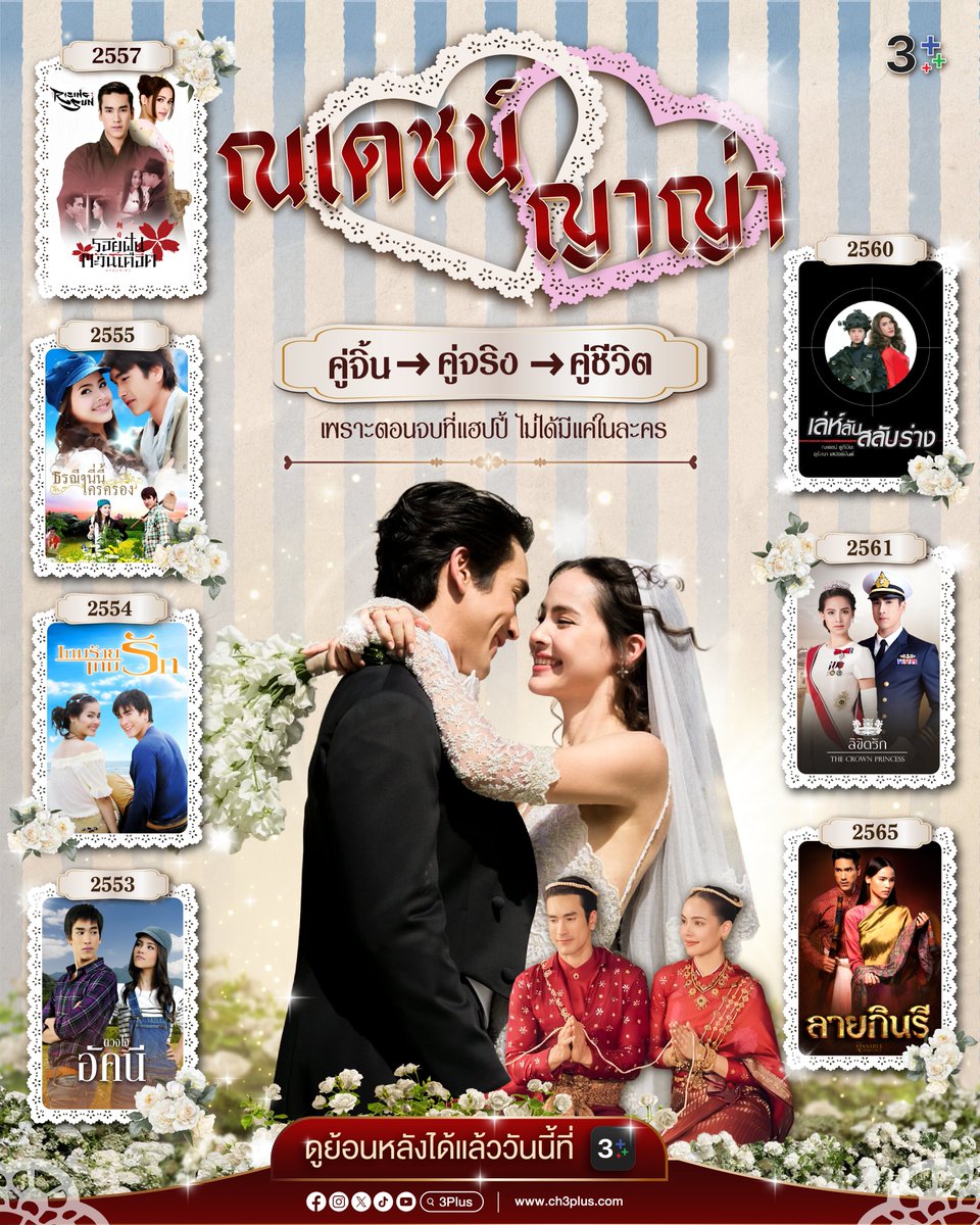 Ch3Plus's tweet photo. สิบกว่าปีของการเชียร์…วันนี้แฮปปี้แล้ว 🤍🥹

ย้อนดูทุกผลงาน #ณเดชน์ญาญ่า ได้ที่ #3Plus 
👉 https://t.co/Ytvh3Jmura

💬 เรื่องไหนที่ทำให้คุณตกหลุมรัก “ณเดชน์-ญาญ่า” คอมเมนต์บอกกันหน่อย 

#NYเขยนอร์เวย์สะใภ้ขอนแก่น 
#ดูทีวีกด33ดูออนไลน์ที่3plus https://t.co/CFos0jJjqx