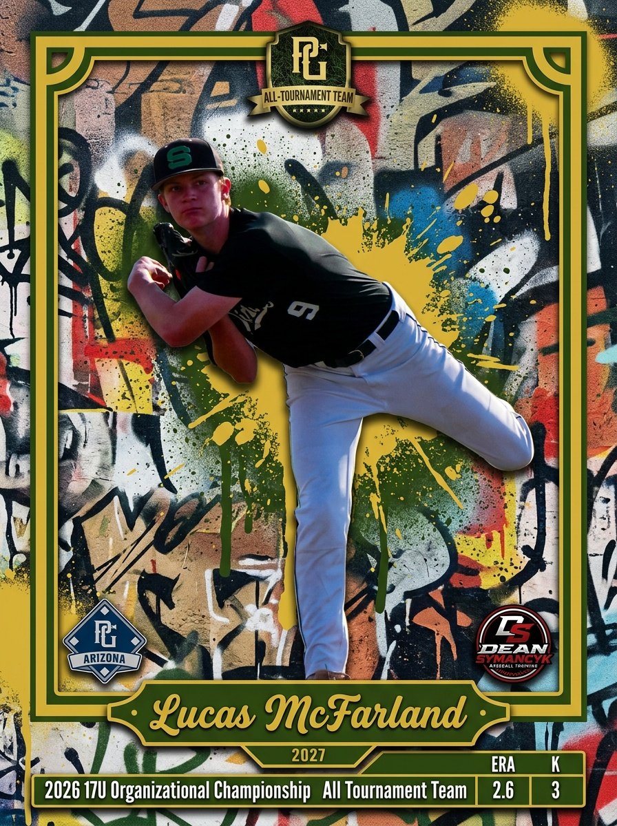 TheMVP_Arizona's tweet photo. ALL-TOURNAMENT TEAM

​Huge shoutout to Lucas McFarland ('27) on earning All-Tournament honors at the 2026 17U Organizational Championship!

​The left-handed pitcher was absolutely dominant on the bump all week, filling up the zone and shutting down opposing lineups. https://t.co/sMWbnoywQ7