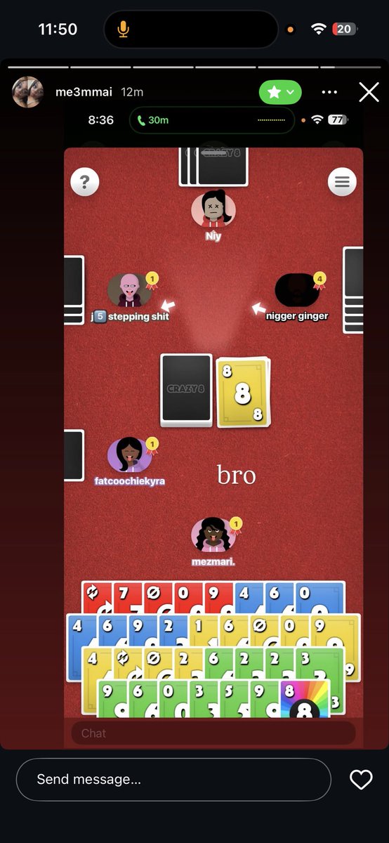 ihateallfems_'s tweet photo. playing uno w my gc and my hg had four rows of cards 😂😂😂 she gone eat that cake 😂😂😂 https://t.co/OcI0PnY5oe