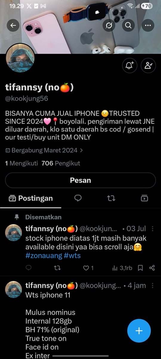 bibirnyahwanghj's tweet photo. ❗️PENIPU JUAL IPHONE❗️
hati-hati sama akun ini, dia sering banget ganti usname nya, awalnya minta transfer 50% dari harga jual, dan bilang bakal vc in unit nya tapi dengan banyak alasan dan akhirnya ngilang.
akun nya: tifannsy @kookjung56 
no rek: 008401319026503 a.n yadi heryadi https://t.co/Ib7ltEbPJT