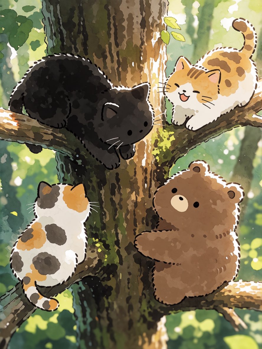 kuzukumasan9's tweet photo. ネコさんと木のぼり🐈 #link猫展 https://t.co/fYzwam1OKB