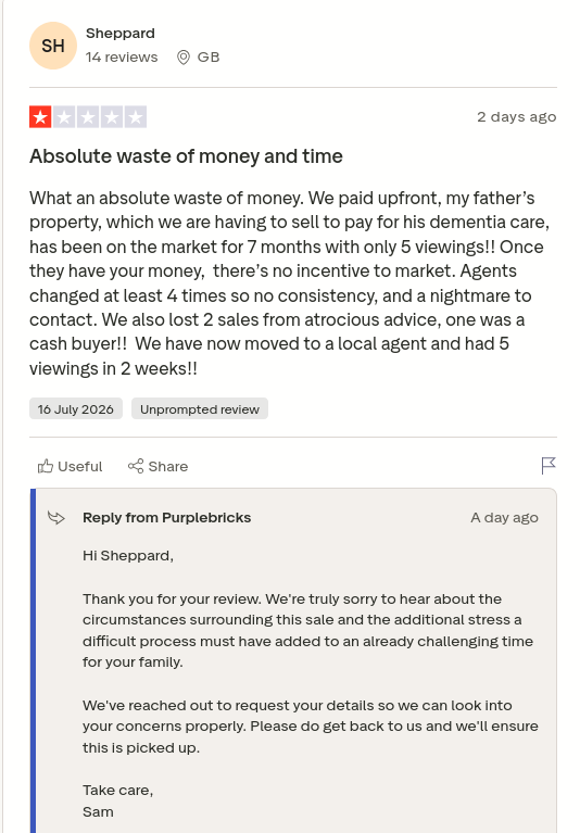 or_rhea's tweet photo. Service v. Sales Pitch🤦♂️🤦♀️🤦
Sheppard gave Purplebricks 1 star via @Trustpilot https://t.co/5MmHEz02ry #CONmisery #NoBull #ownit https://t.co/4ay9ijzFMg