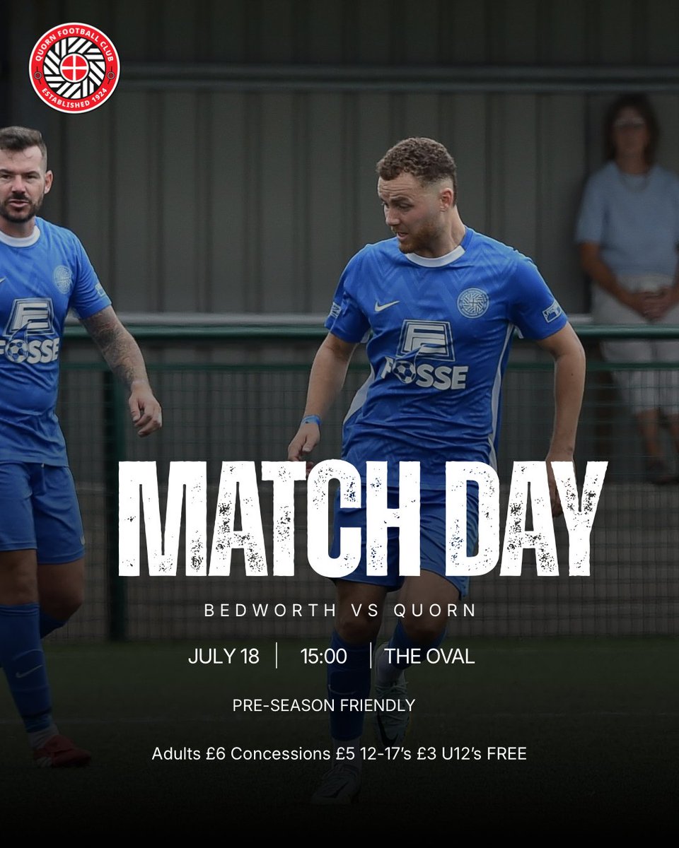 QuornAFC's tweet photo. It’s Matchday!
We’re on the road as we travel to @bedworth_united
Tickets are just £6 adults and £5 concessions so why not come along and back the lads.
#WeAreQuorn #QuornFC #TheMethodists⛪ #TheReds🔴 https://t.co/0LXPXEOzYm