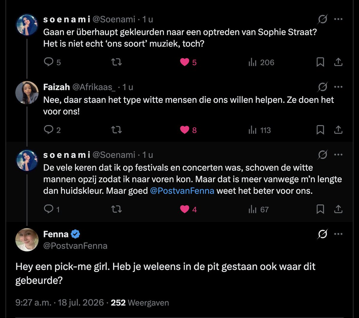 Zenith24's tweet photo. Dankzij het heerlijke sarcasme van @Soenami en @Afrikaas_ en de neerbuigendheid van white saviour Fenna heeft het #pixelarchief er weer een bijdrage bij. 

Soenami en Faizah moeten wel in hun hokjes blijven, anders hoeven ze van Fenna niet meer gered te worden. https://t.co/TSlh5bEP7D