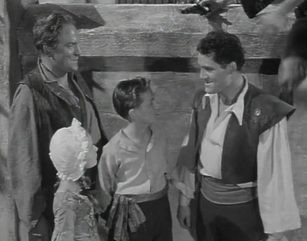 TalkingPicsTV's tweet photo. Dan finds two stowaway children.
#RobertShaw stars in 🏴‍☠️ THE BUCCANEERS (1957) 11am 'Flip and Jenny' #TPTVsubtitles featuring #JaneAsher and #RobertHardy https://t.co/Bq9xB5EuKh