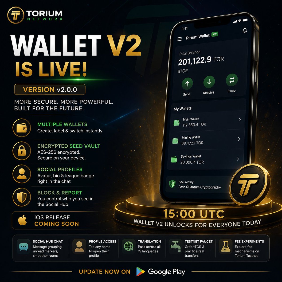 djmllssnHQ's tweet photo. 🚀 Wallet V2 is now rolling out!

Another major milestone has arrived for the Torium ecosystem.

✅ Multiple wallets in one app
🔐 AES-256 encrypted wallet backup stored securely on your device
💬 A completely upgraded Social Hub with profiles, avatars, league badges, and improved chat experience

Torium continues to deliver real improvements while building a Layer-1 powered by Proof of Participation.

If you're already mining, update your app, explore Wallet V2, and experience what's new.

Not part of the journey yet?

🔗 https://t.co/t9SogCEHlz

🎁 Invitation Code: TORIUM-6G1N6C

@ToriumNetwork

#Torium #TOR #WalletV2 #ProofOfParticipation #Web3 #Layer1

━━━━━━━━━━━━━━
DJMLLSSN
Ambassador