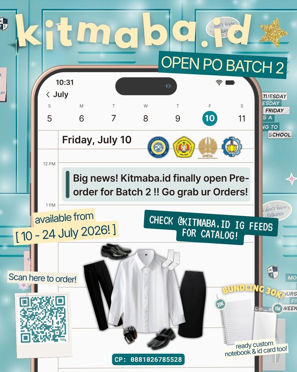 v4elkyrie's tweet photo. https://t.co/zC8QR5VCBM menyediakan perlengkapan ospek LENGKAP harga TERJANGKAU, &amp; tersedia bundling general sampai UPN, UNAIR, UNESA &amp; ITS!! 
OPEN PO 10-24 JULI!

📢 Link pemesanan: https://t.co/q80drabpvT
☎️ CP: +62 881 0267 85528
📷 Pricelist: https://t.co/GICu5uMrSh
#studytwt https://t.co/9hsEbpGUS7