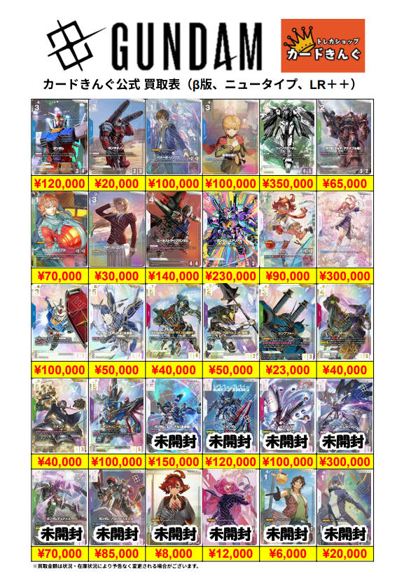 🤖#ガンダムカード🤖 パラレル、リソース、高額系まとめて 買取表更新