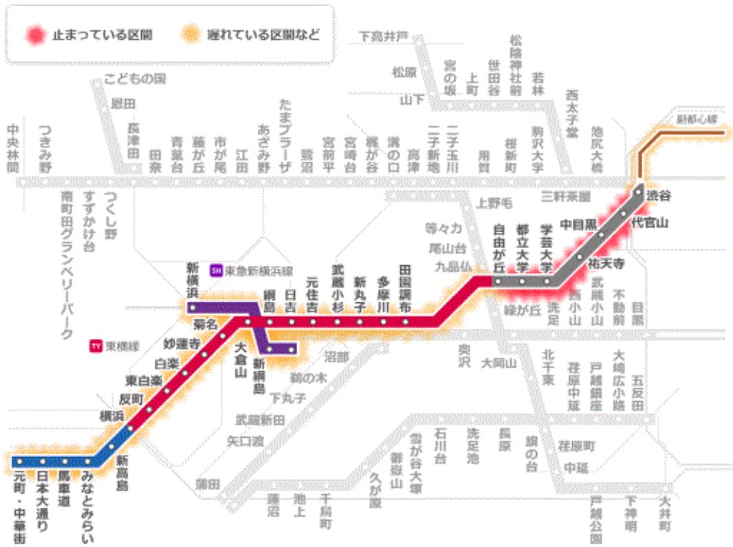 purare_r's tweet photo. 東急東横線 折り返し運転↩️❌
副都心線内〜渋谷駅間・自由が丘〜元町・中華街駅間(上下線)
原因 15:06頃 中目黒駅での車両からの発煙の影響
東急電鉄：副都心線内〜渋谷駅間・自由が丘〜元町・中華街駅間で折り返し運転を行っています。
最大遅延時間：166分
時刻 17:50頃発表 https://t.co/gMPet3nl6B
