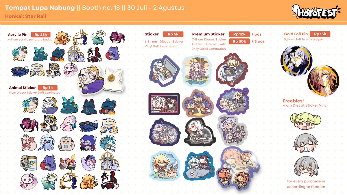 TakasinUwU's tweet photo. [🩷🔃 Appreaciated!]
Takasin &amp; @FiiRd4 's #HoYofest2026 🇮🇩 Catalogue
Tempat Lupa Nabung (TLN) Booth no. 18

📅 30 July-2 August
📍 Pondok Indah Mall 3, City Hall

OTS only! (No booking)
Include : HSR, Hi3, ZZZ

Sample item pics below 👇 https://t.co/K0vWoF9zuZ