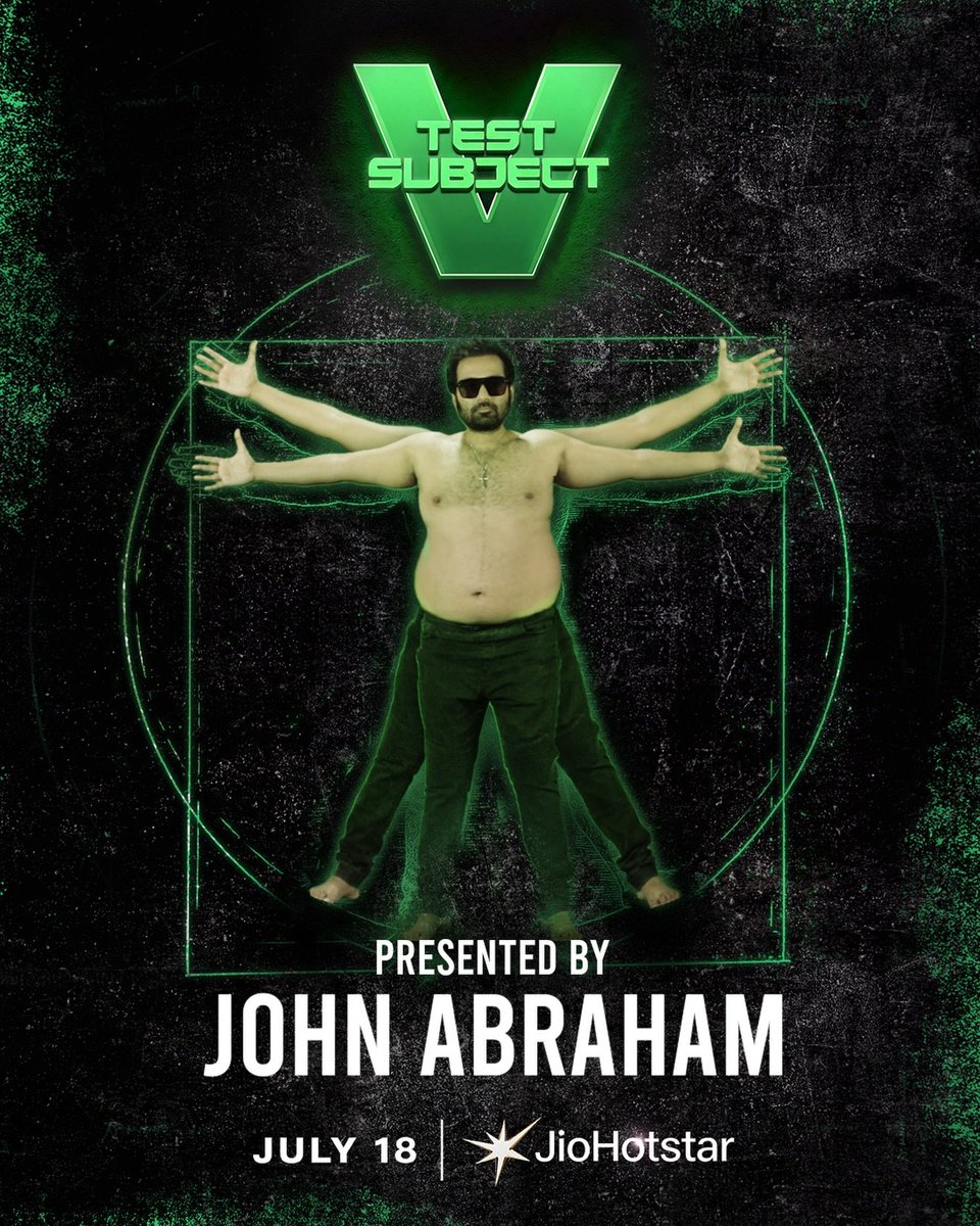 CinemaRareIN's tweet photo. Halfway through a life of debauchery, a man wakes up to challenge the beliefs of an entire nation.
Documentary feature #TestSubjectV (2026) directed by #SolKohli, presented by @TheJohnAbraham, now streaming on @JioHotstar.
Available in English and Hindi. https://t.co/n4wlYHxvYy