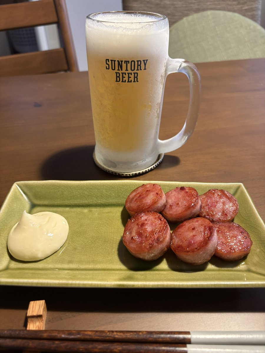drunken_kan's tweet photo. 島原ハムで消毒スタート🍺
#島原ハム
#観賞用マヨネーズを添えて https://t.co/OqJ0G6qFDm