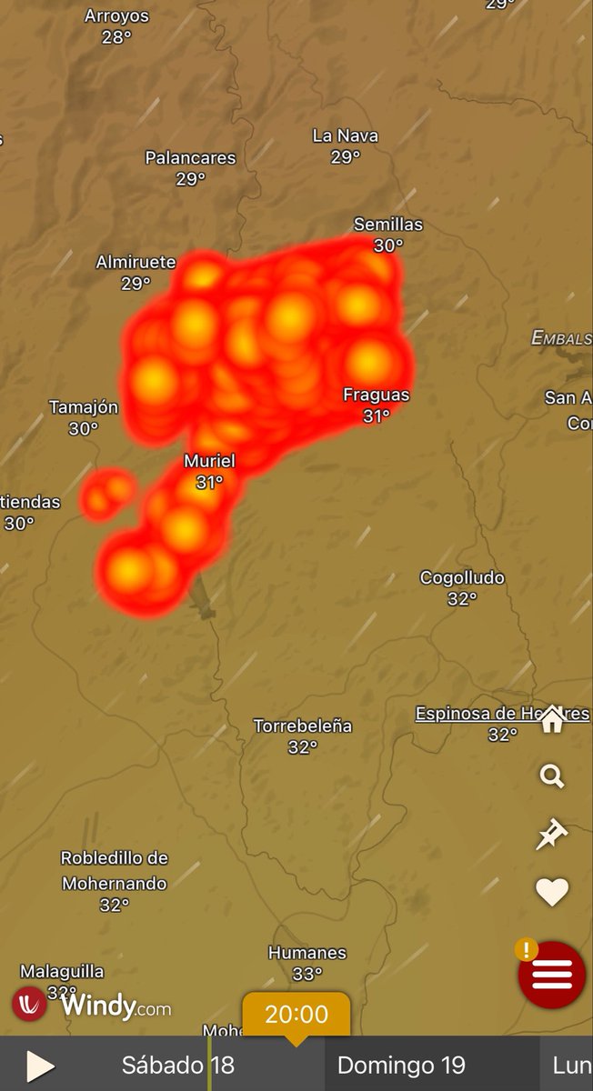 tiempo_guada's tweet photo. Hoy de nuevo, día complicado en el #IFLaMierla . 
Algo más de calor que ayer y también más viento. 
Temperaturas cercanas a los 32 grados y rachas de viento 50km/h. 
Mucha fuerza a todas las personas que están colaborando en este terrible incendio 🔥 https://t.co/0G0MDEoh57